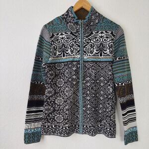 Icelandic Design Full Zip Wool Blend Nordic Sweater Size M